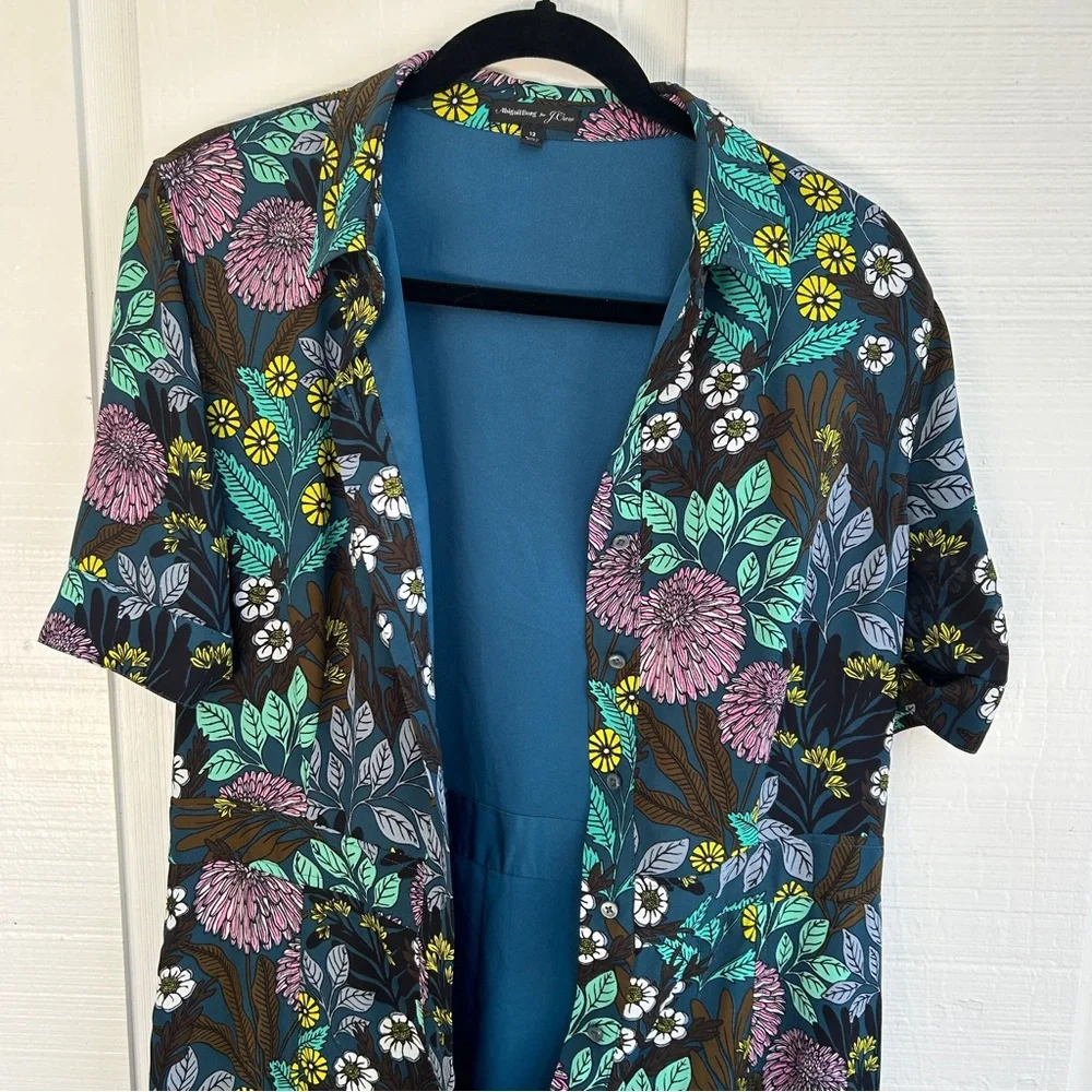 J. Crew Floral Print Dress - Black, Purple, Green - Picture 6 of 14